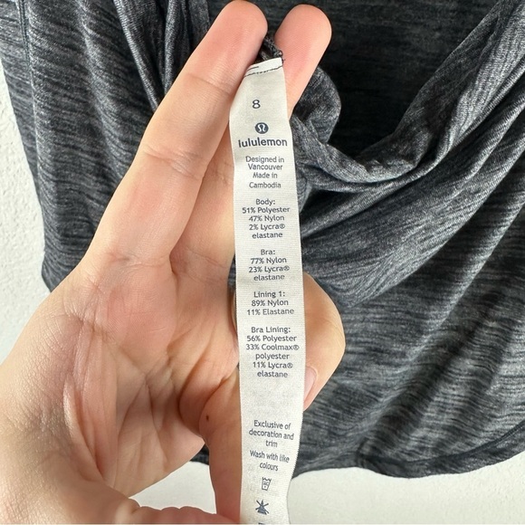 Lululemon Gray Black Free To Be Serene 2 in 1 C/D Cup Bra Tank Top Size 8 - Picture 4 of 5